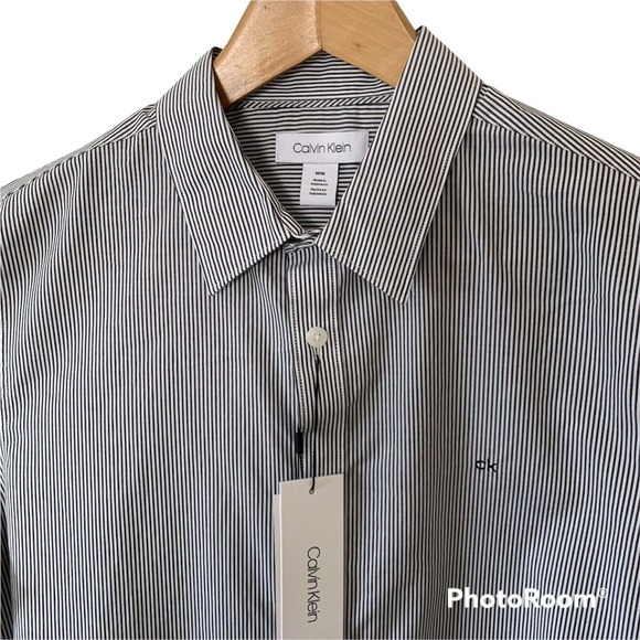 Calvin Klein Other - CALVIN KLEIN The Extra Fine Cotton Shirt Mens Black Stripe L/S Medium $69.50